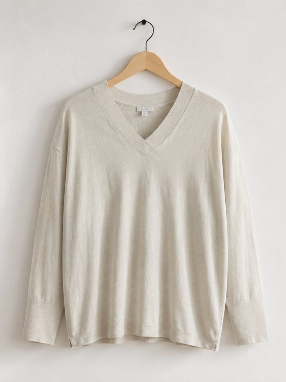 Pure Jill J. Jill Cotton Blend V Neck Cream Lightweight Sweater Womens S
